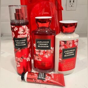 Bath & Bodyworks Japanese Cherry Blossom 4 Pc Bundle With Bag